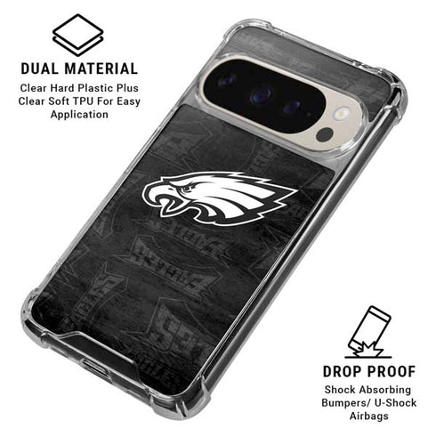NFL Philadelphia Eagles Black & White Pixel 9/9 Pro Clear Case